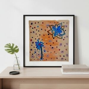Hand Crafted Upcycled Canvas Floral polka-dot  Home Accent Decor multicolor